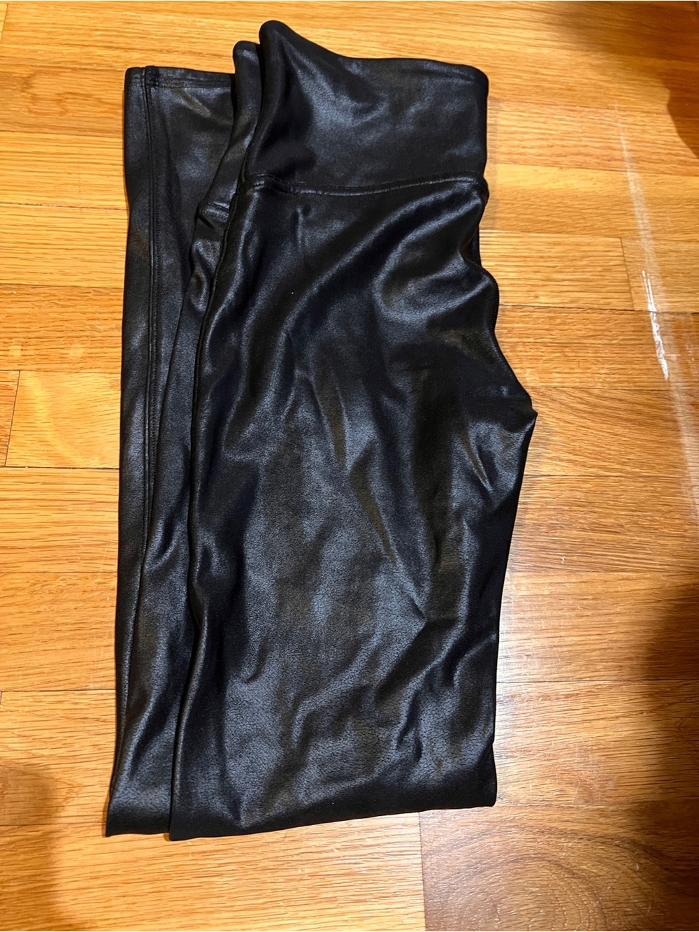 SPANX Black High-Waist Shaping Leggings with Red Logo Tag